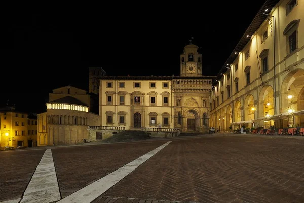 Ареццо Piazza Grande Вночі Тоскана Італія — стокове фото
