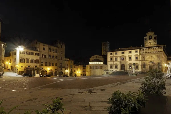 Ареццо Piazza Grande Вночі Тоскана Італія — стокове фото