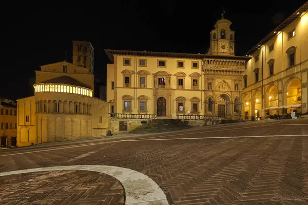 Arezzo Piazza Grande Night Tuscany Italy — Foto Stock