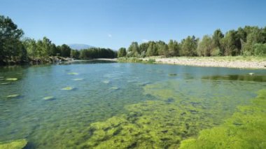 Empty river Brembo causes drought, Lombardy, Italy