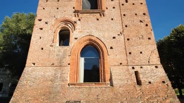 Lateral Tower Sforza Castle Vigevano Lombardy Italy — Stock video