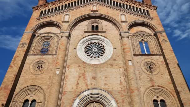 Πρόσοψη Της Εκκλησίας Santa Maria Assunta Dome Crema Λομβαρδία Ιταλία — Αρχείο Βίντεο