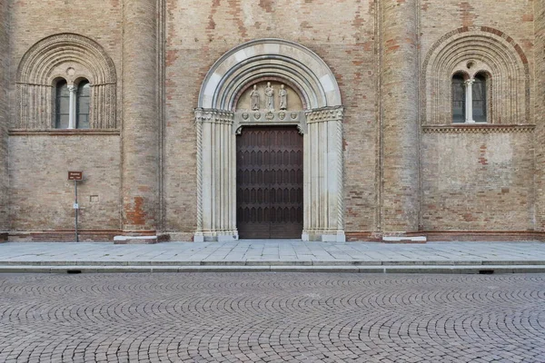 Entrance Santa Maria Assunta church, Crema Dome, Lombardy, Italy