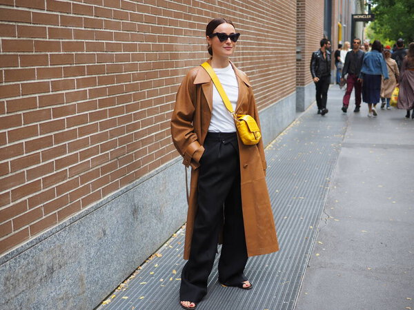 Fashion blogger street style outfit after and before Fendi fashion show during Milano fashion Week woman spring/summer collections