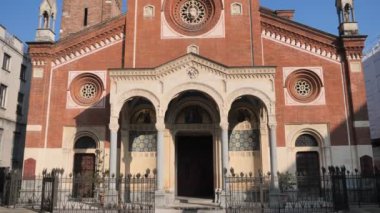 Sant'Eufemia church and bell tower in Corso Italy, Milan, Lombardy, Italy.
