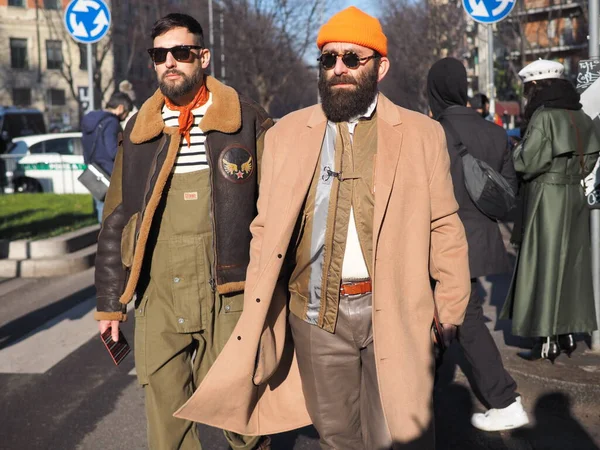 Moda Blogueiros Roupas Estilo Rua Antes Emporio Armani Desfile Moda — Fotografia de Stock