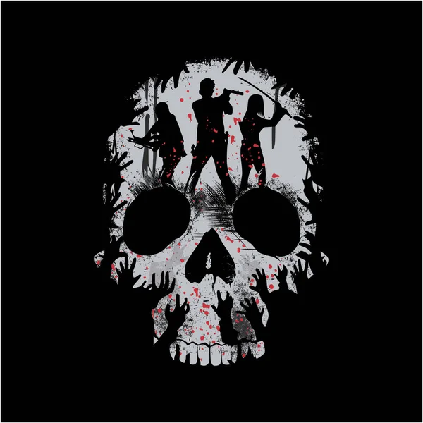 Dead Skull Heroes Vector Illustration — Vetor de Stock