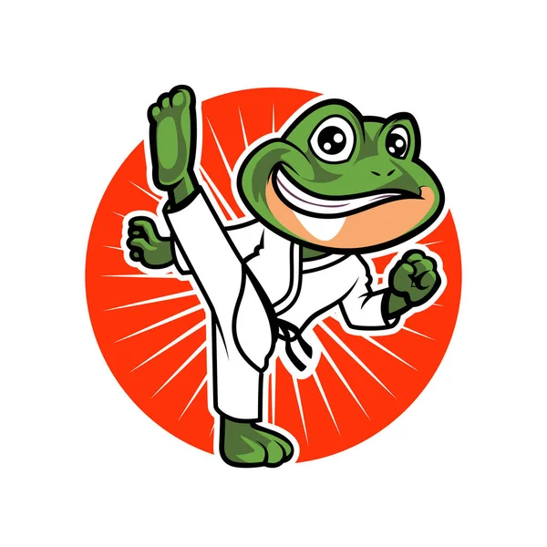 Karate Green Toad Mascot Logo vector