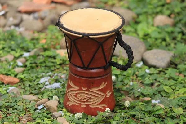 Unikke Souvenirs Traditionelle Percussion Instrumenter Kaldet Kendang Typisk Papua Indonesien - Stock-foto