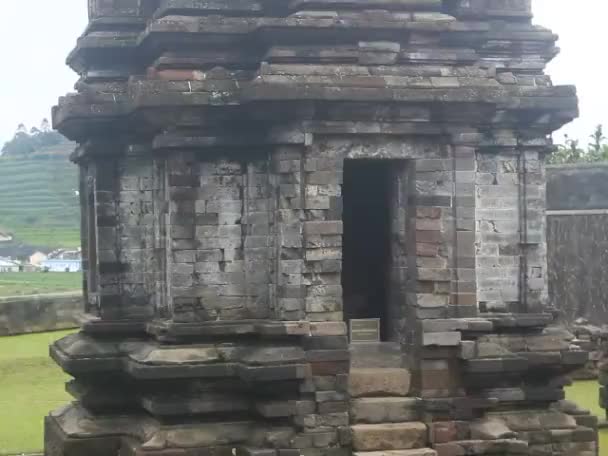 Ruínas Pedra Templo Dwarawati Dieng Java Central Indonésia Templo Dwarawati — Vídeo de Stock