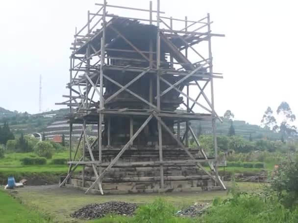 Setyaki Chrám Proces Renovace Dieng Indonésie Setyaki Chrám Hinduistický Chrám — Stock video