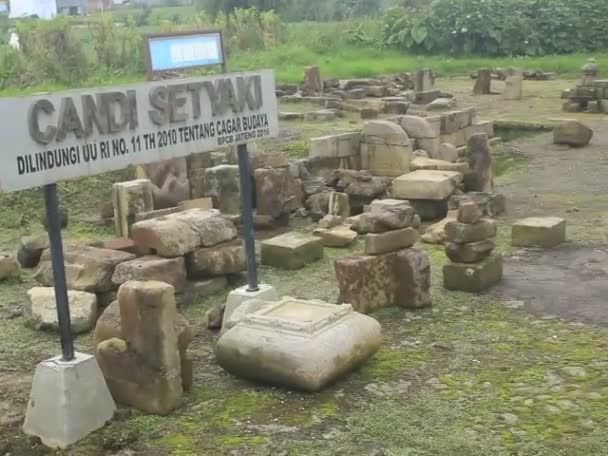 Каменные Руины Крепости Дваравати Центральной Яве Индонезии Реликт Королевства Калингга — стоковое видео