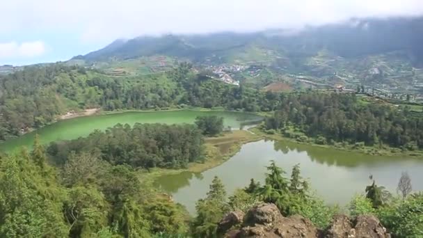 Wonderful Warna Lake Tourism Objeto Wonosobo Regency Java Central Indonesia — Vídeo de stock