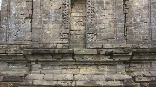 Hermoso Detalle Talla Relieve Estatuas Alto Valor Artístico Del Templo — Vídeo de stock