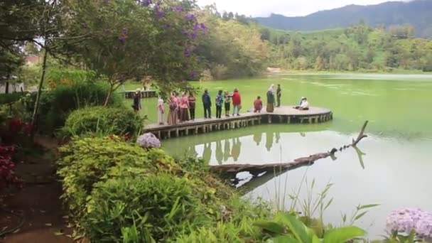 Nádherný Objekt Warna Lake Tourism Diengu Wonosobo Regency Střední Jáva — Stock video
