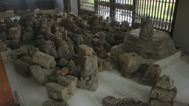 Indonesian Historical Masterpieces Temple Stones Statues Lord Shiva Other Sculpture — Stock Video