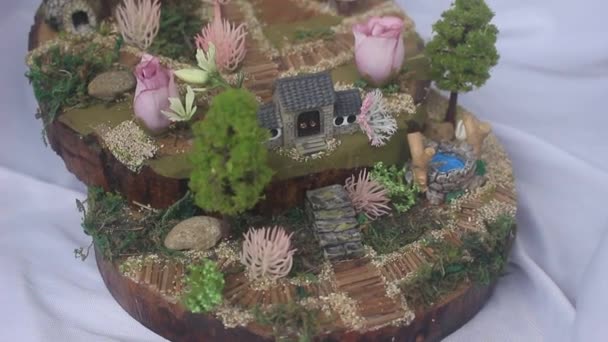 Handcrafted Miniature Art Miniature Miniature Village Fantasy World Beautiful Architecture — Stock Video