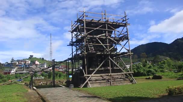 Renovation Recently Discovered Setyaki Temple Dieng Temple Complex Tourism Object — Stock Video