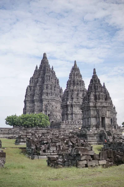 Exotismo Templo Prambanan Jogjakarta Indonésia Este Templo Hindu Com Bela — Fotografia de Stock