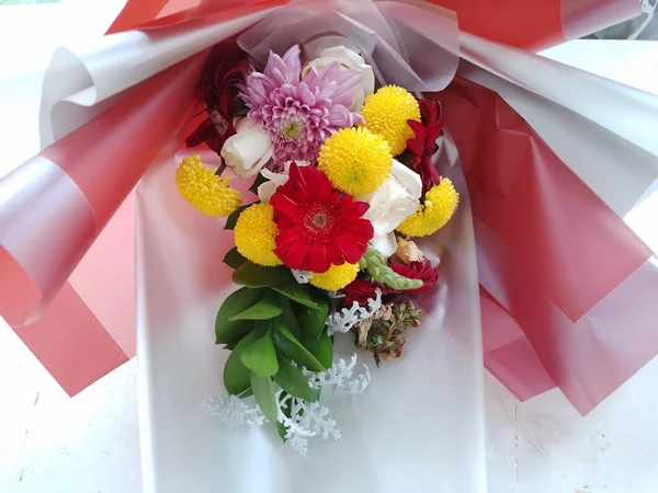 Romantic Flower Bouquet Wedding Gifts Gifts Bouquet Consists Various Types — Zdjęcie stockowe