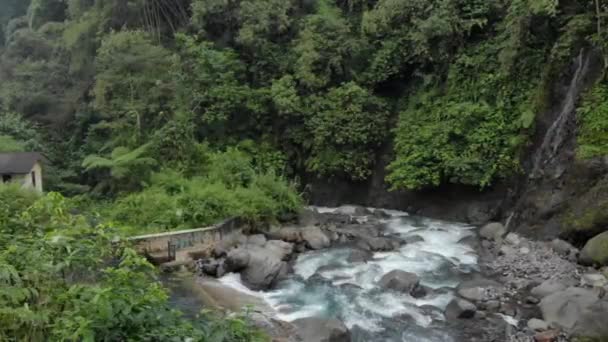 Gurgling Clear River Flow Cool Mountains Indonesia River Flow Source — Stockvideo
