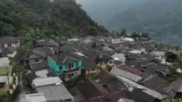 Beautiful Village Scenery Mountains Indonesia Church Mosque Side Side Represents — Stockvideo