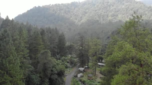Romantic Drone Video Mountainous Fog Mist Mountains Indonesia Has Beautiful — Vídeo de Stock