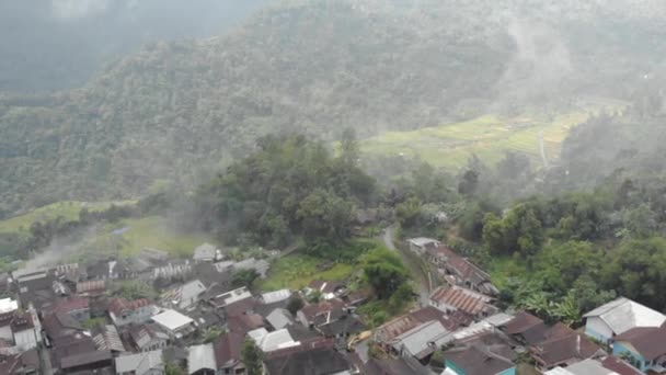 Romantic Drone Video Mountainous Fog Mist Mountains Indonesia Has Beautiful — Vídeo de Stock