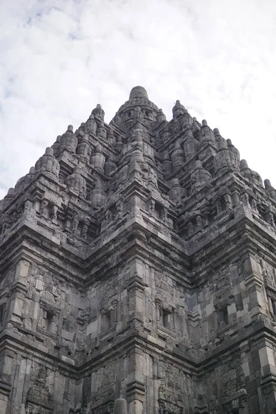 Relevos Detalhados Belos Ornamentos Templo Prambanan Este Templo Hindu Famoso — Fotografia de Stock