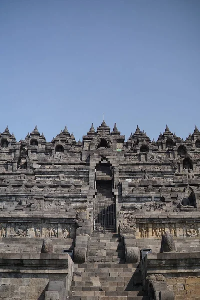 Wielka Architektura Sztuka Świątyni Borobudur Indonezji Świątynia Jest Największą Świątynią — Zdjęcie stockowe