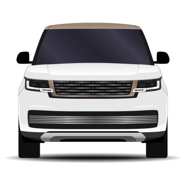 Gerçekçi bir SUV arabası. Ön görünüm.