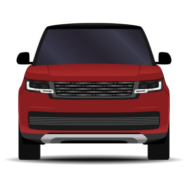 Gerçekçi bir SUV arabası. Ön görünüm.