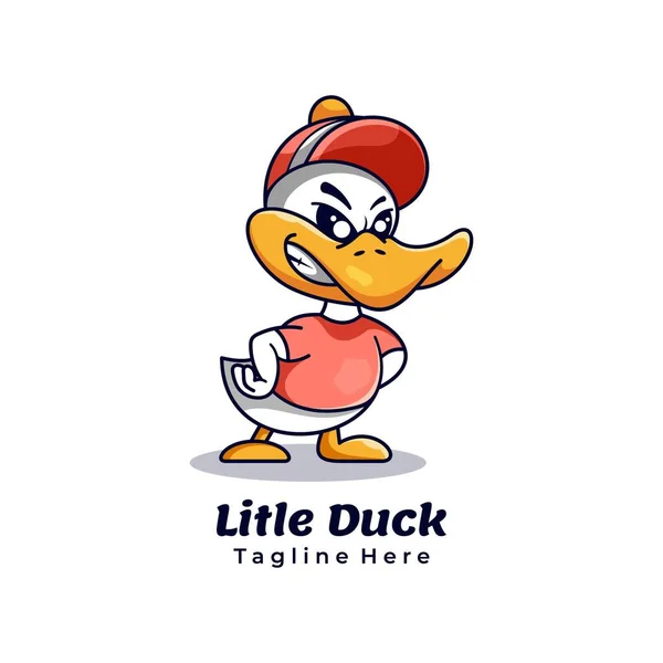 Litle Duck Maskottchen Charakter Logo Design Vektor Illustration — Stockvektor