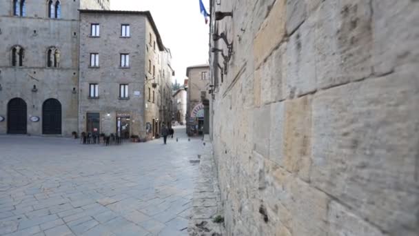 Volterra Toskana Italien Februar 2022 Dreharbeiten Pov Piazza Dei Priori — Stockvideo