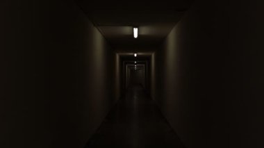 Korkunç karanlık koridor, tünel, yeraltı geçidi. Gizemli ve karanlık bir yer. Korku konsepti.