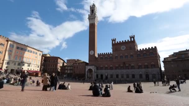 Siena Toscana Itália Fevereiro 2022 Lapso Tempo Famosa Piazza Del — Vídeo de Stock
