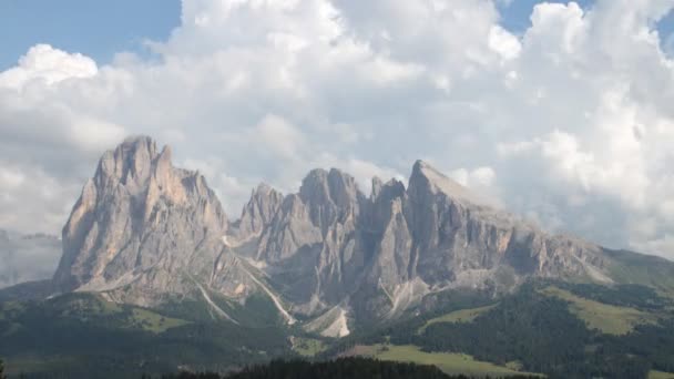 Lapso Tempo Sasso Lungo Sasso Piatto Visto Alpe Siusi Ortisei — Vídeo de Stock