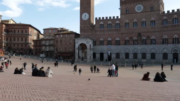 Σιένα Τοσκάνη Ιταλία Φεβρουαρίου 2022 Όμορφη Και Διάσημη Piazza Del — Αρχείο Βίντεο