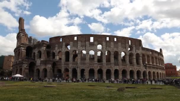 Time Lapse Rome Colosseum Crowd Tourists Visiting City Monument — Vídeo de Stock