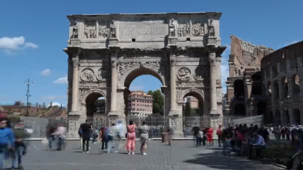 Roma Italia Abril 2022 Arco Constantino Timelapse Roma Italia — Vídeos de Stock