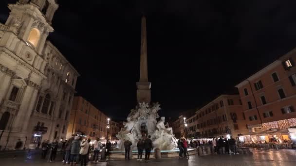Rome Italy April 2022 Beautiful Fountain Four Rivers Piazza Navona — Stok video