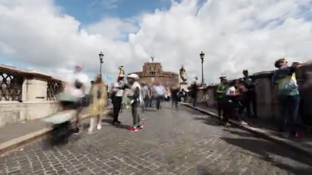 Rome Italy April 2022 Time Lapse Bridge Castel Sant Angelo — стокове відео