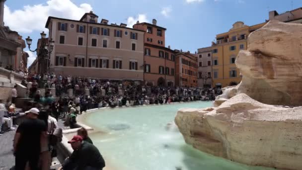 Rome Italy April 2022 Time Lapse Crowd People Piazza Trevi — Video