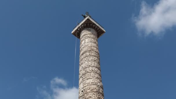 Time Lapse Column Marcus Aurelius Located Piazza Colonna Rome Italy — Vídeos de Stock