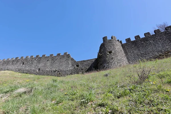 Muros Medievais Fortaleza Verrucole San Romano Garfagnana Província Lucca Itália — Fotografia de Stock