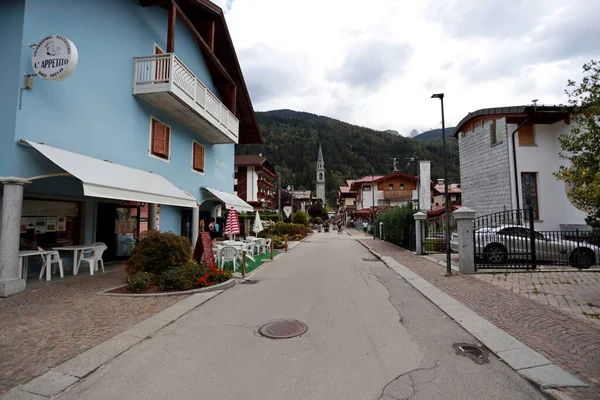 Pinzolo, Trento, Italy - August 20, 2022: the town of Pinzolo on the Trentino Alps.