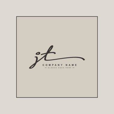 İlk Harf JT Logosu - El Çizimi İmza Biçimi Logosu