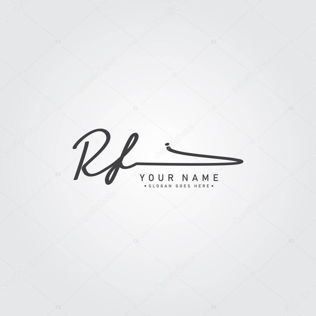 Initial Letter RF Logo - Hand Drawn Signature Logo
