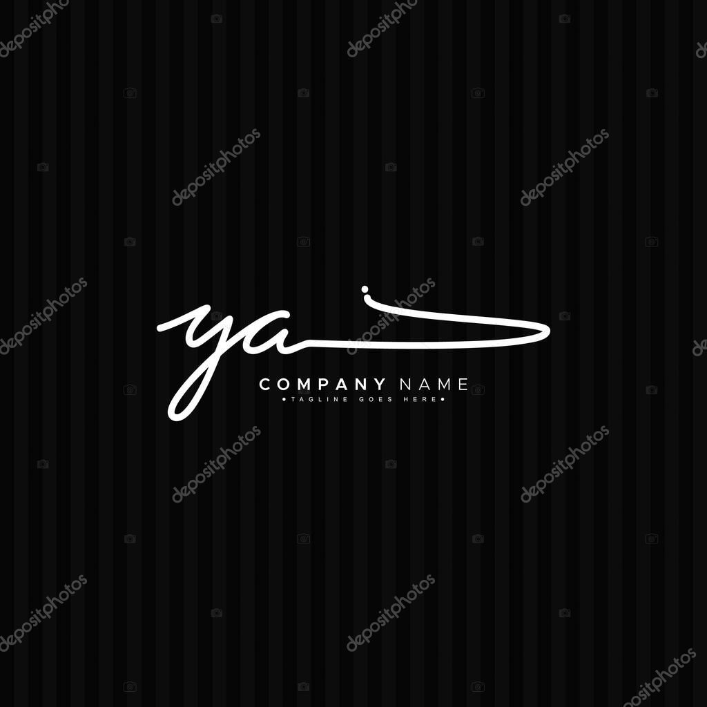 Initial Letter YA Logo - Handwritten Signature Style Logo