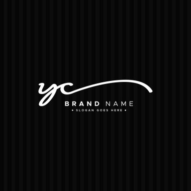 İlk Harf YC Logosu - El yazısı İmza Biçimi Logosu
